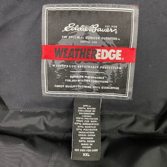 Eddie Bauer Premium Goose Down Parka Jacket Mens XXL Faux Fur Collar Weatheredge - Picture 6 of 13